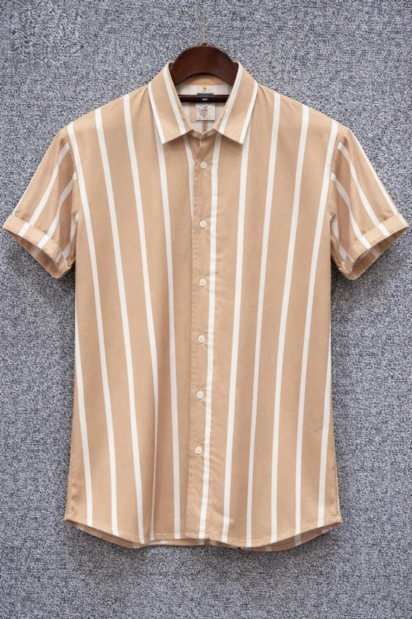 Premium Stripe Printed Shirt for Men – Short Sleeve